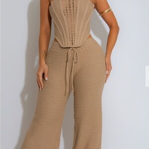 Women's Tan Knit Jumpsuit